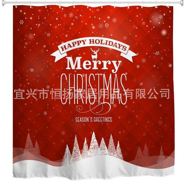【3D数码印花】 暗帝雪花圣诞树 涤纶浴帘加厚,淘宝优惠券,粉丝福利购,淘宝优惠卷