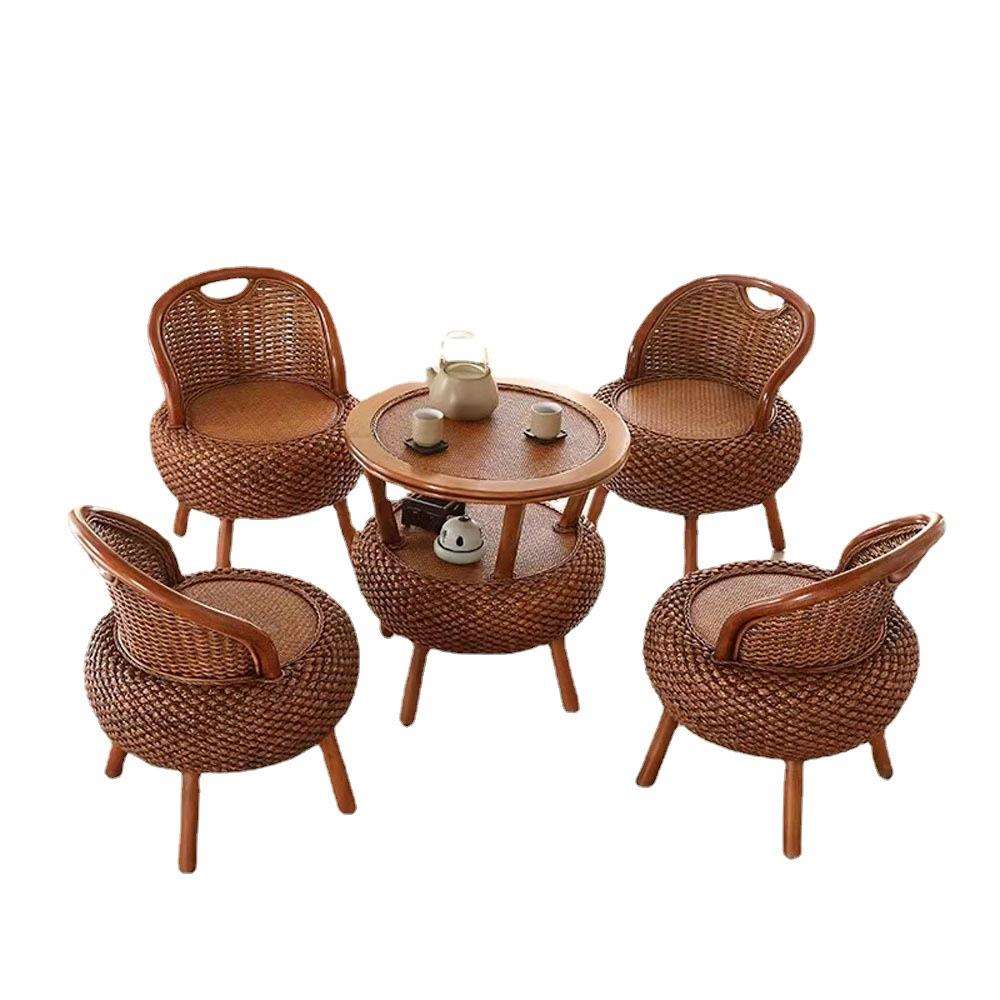 藤编矮凳子榻榻米茶几座椅小椅子现代简约休闲圆坐墩客厅靠背椅 - 图3