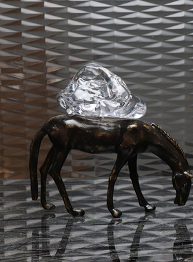 新中式金属马禅意摆件家居客厅样板房玄关酒柜S现代轻奢软装饰品