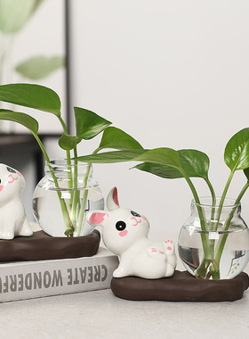 创意可爱兔子装饰品小摆件电视柜C酒柜玄关家居轻奢乔迁新居礼物