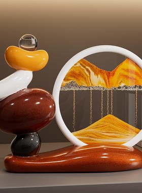 时来运转流沙f画摆件轻奢高档客厅电视柜酒柜办公室招财家居装饰