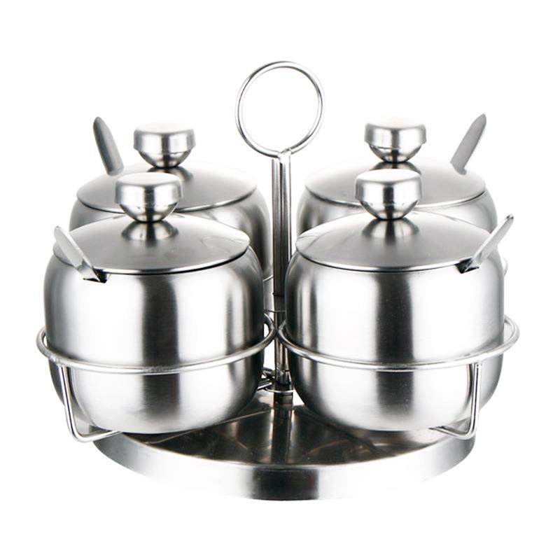 厂家旋转不锈钢三味四味调味罐厨房用品套装调料盒调味瓶糖盐,淘宝优惠券,粉丝福利购,淘宝优惠卷