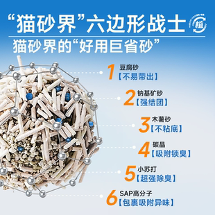 巴贝奇6合1混合豆腐猫砂木薯沙钠基矿砂除臭近无尘不粘底植物防臭