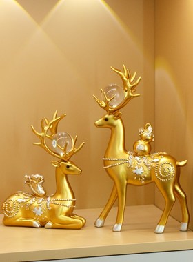 招财鹿葫芦摆件轻奢高档客厅x玄关电视柜酒柜家居装饰乔迁新居礼