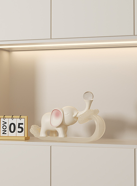 吉象如意水晶f球大象摆饰家居客厅电视柜玄关装饰寓意好的乔迁礼