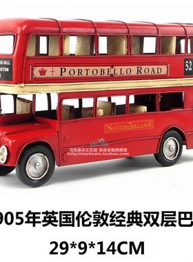 铁艺礼物复古细双层手工巴士铁皮英国汽车模型包邮经典伦敦精版
