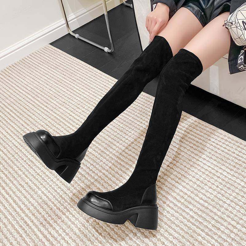 过膝丝袜靴女长筒靴2025秋冬新款防掉筒长靴女高跟显瘦包腿弹力靴,淘宝优惠券,粉丝福利购,淘宝优惠卷