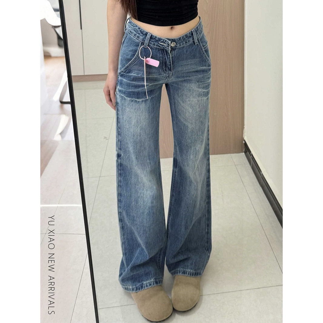 复古不贴腿微喇牛仔裤女秋冬加绒宽松大码胖mm显瘦梨形身材阔腿裤,淘宝优惠券,粉丝福利购,淘宝优惠卷