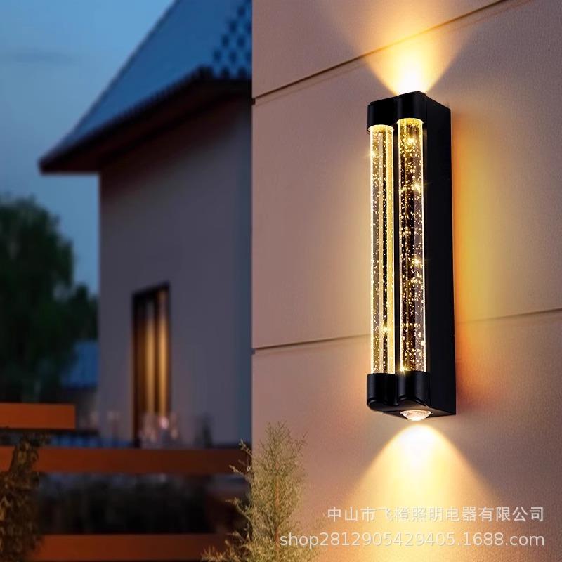 户外水晶壁灯防水别墅大门外墙上下射灯庭院花园露台轻奢水晶壁灯 - 图1