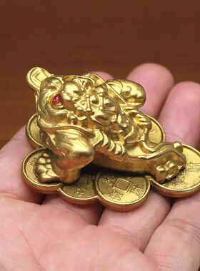 纯铜金蟾摆件三足蟾蜍铜金蝉家居客厅装饰品铜器礼品