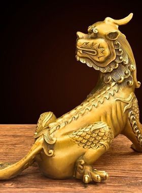 纯铜谛听摆件地藏王坐骑独角神兽客厅家居装饰工艺品