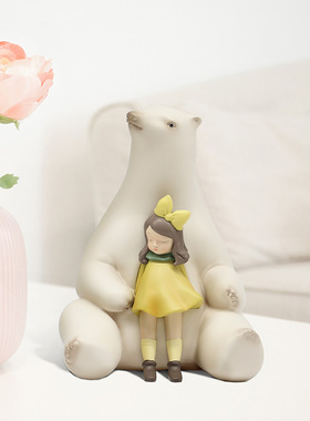 白夜童话暖熊夏k夜创意送女生闺蜜公仔礼物可爱桌面装饰品摆件