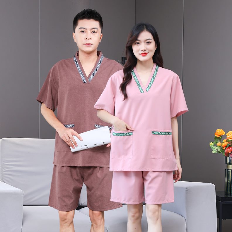 服洗浴按摩足大码店桑拿麻家居睡衣浴浴衣疗情侣贡服汗蒸服女男款 - 图1