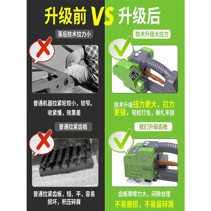 Q-16手提式全自动电动打包机捆扎带收紧一体塑钢带塑料热熔 - 图2