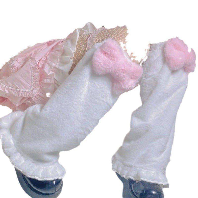 可爱中女蝴蝶结日系套长筒袜袜套学生腿显瘦毛绒lolita软妹JK甜美,淘宝优惠券,粉丝福利购,淘宝优惠卷