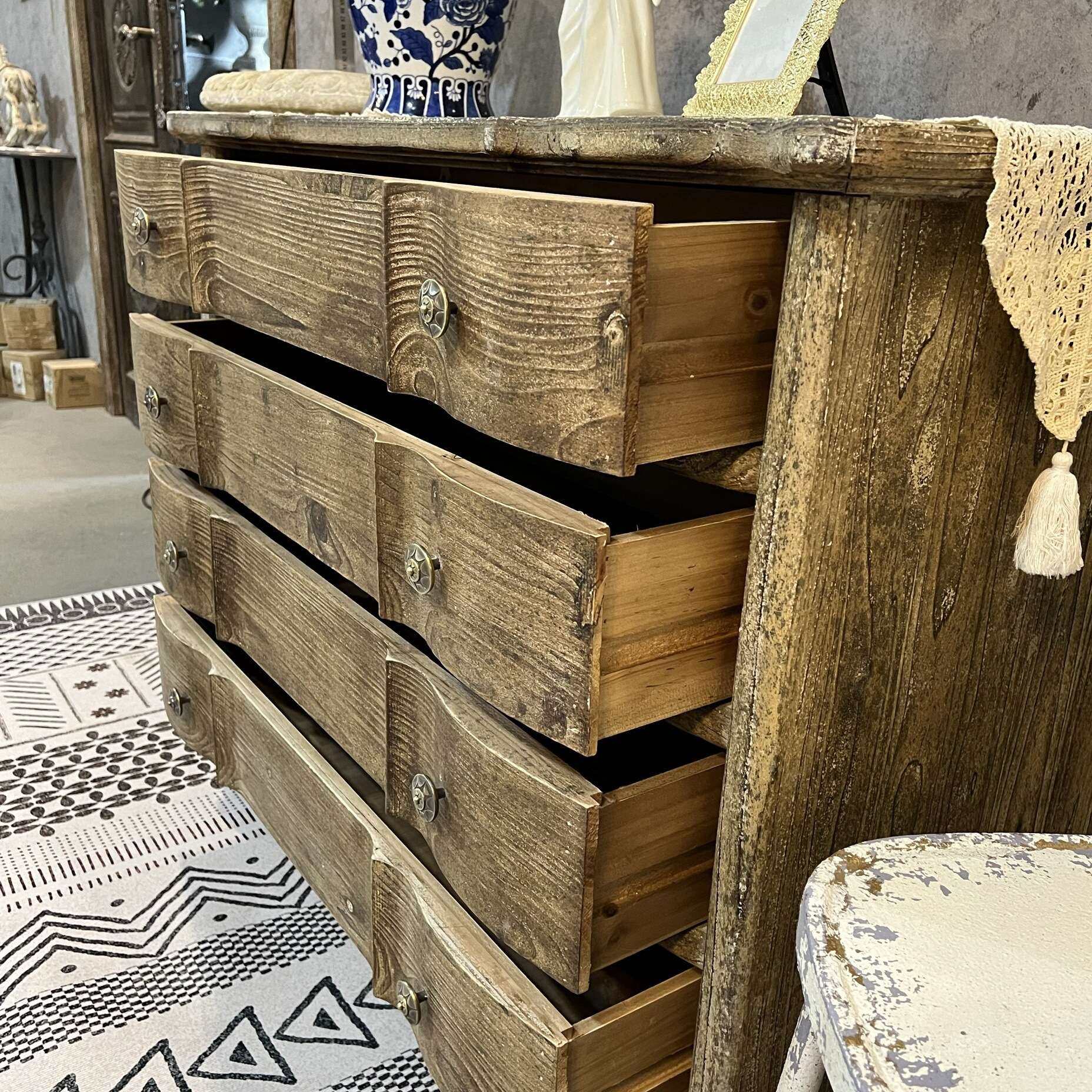 美式乡村实木四斗柜法式展示柜中古原木储物柜靠墙收纳柜客厅卧室,淘宝优惠券,粉丝福利购,淘宝优惠卷