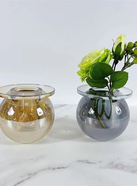 简约现代几何形茶色烟灰茶色水晶摆件售楼P处软装饰品桌面摆设