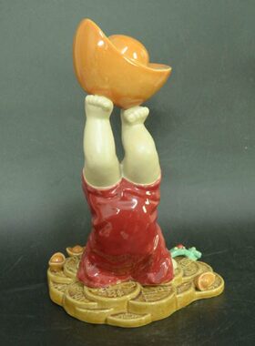 开业礼品乔迁厅陶瓷公仔家书房电视柜石摆设品日进斗金摆件新房湾