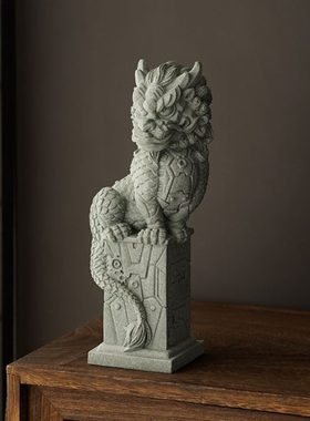 创意机甲风盘龙石玺青砂石工艺品摆件中式家居客厅桌面装饰送礼品