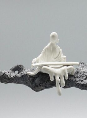新中式创意雕塑禅意佛摆件书房客厅玄关酒柜工艺品办公室软装饰品