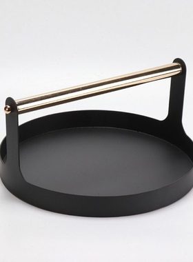 现代新中式铁艺托盘家用家居收纳金属玄关桌面手提装饰托盘摆件
