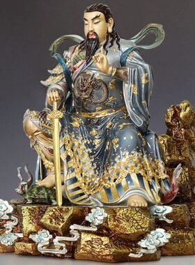 珐琅镶金真武大帝帝君纯铜玄天上帝北帝铜像武当山玄武大帝神像