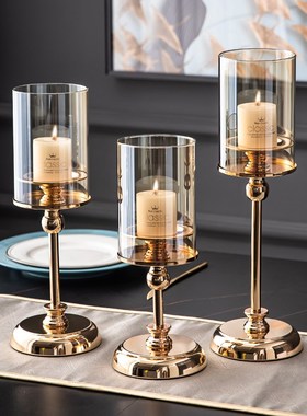 烛台摆件轻奢g高档餐桌餐边柜家居软装饰现代客厅酒柜法式高