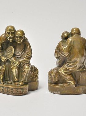 百年好合白头偕老铜雕像摆件古典装饰艺术品铜器父母结婚爱人礼物