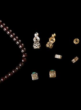 】玛银饰回珠丁一饰轮珠及【布松石镶嵌8送礼配件10朱砂菩提根