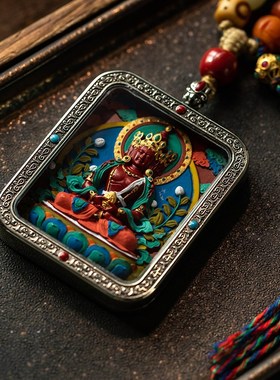 2025本命年朱砂唐n卡藏式手工彩绘十二生肖本命佛吊坠男女同款挂