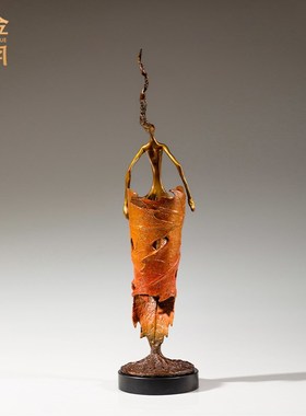 《丰收女王》铜金岁n月全黄铜摆件工艺品铜器新中式办公室桌面装