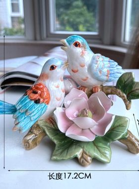 轻奢装饰陶瓷蓝鸟欧式小摆件创意客厅家居结婚房间小饰品摆设