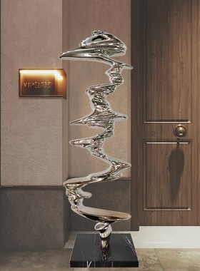 抽象飘带雕塑落地摆件售楼部酒店大堂客L厅玄关玻璃钢装饰品轻奢