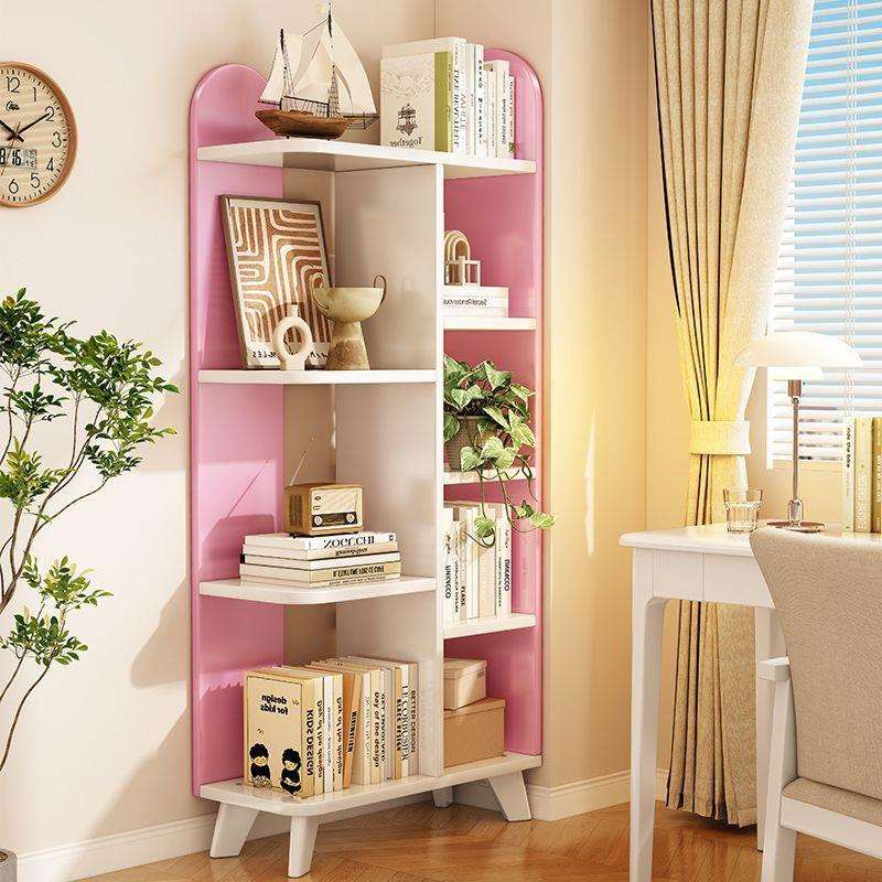 全实木置物架客厅靠墙转角书柜落地书架卧室拐角收纳架角落储物柜 - 图1