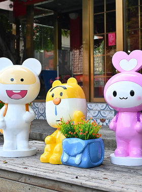 幼儿园装饰摆件玻璃m钢卡通动物雕塑商场橱窗美陈店铺门口迎宾摆