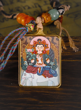 西藏纽瓦力风格纯手绘唐卡拉萨八大守护饰品嘎乌盒吊坠热贡唐卡