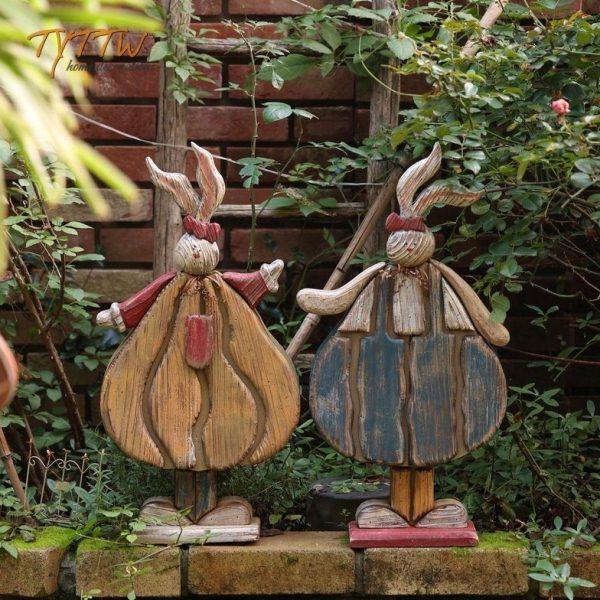 花园装饰庭院 木质兔子情侣摆件落地乡村风格装饰,淘宝优惠券,粉丝福利购,淘宝优惠卷