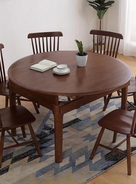 北欧实木餐桌椅j组合简约小户型功能圆餐桌折叠可伸缩家用餐厅饭