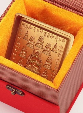 纯黄铜10方四臂观音随身擦擦模像泥覆H制工具图案清晰家用客厅摆