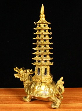 纯铜龙龟文昌塔九层塔书桌办公室家居饰品客M厅办公桌书桌礼品摆