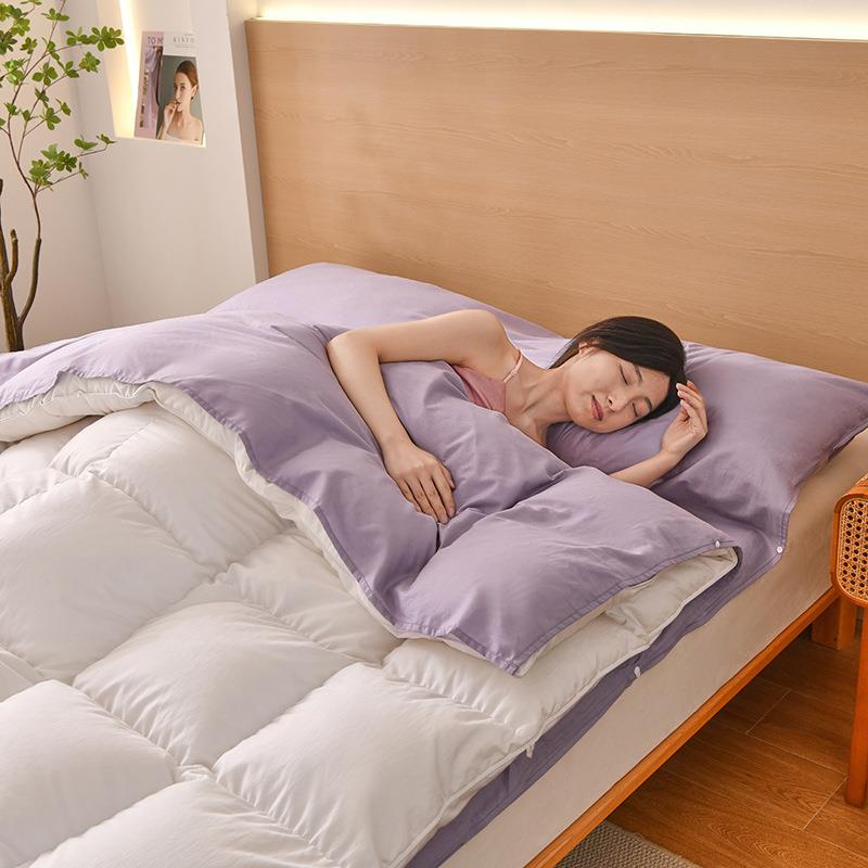 便携全棉睡袋亲肤纯棉酒店隔脏睡袋纯色被套床单一体式旅行睡袋 - 图1