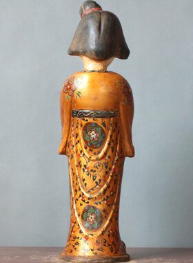 唐三彩仕女陶瓷胖妞陶俑鎏金家居装饰客厅古玩仿古收藏电视柜摆件