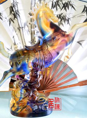 琉璃摆件肖生老板程似锦马礼物乔迁生日简约现代开业办公室客厅前