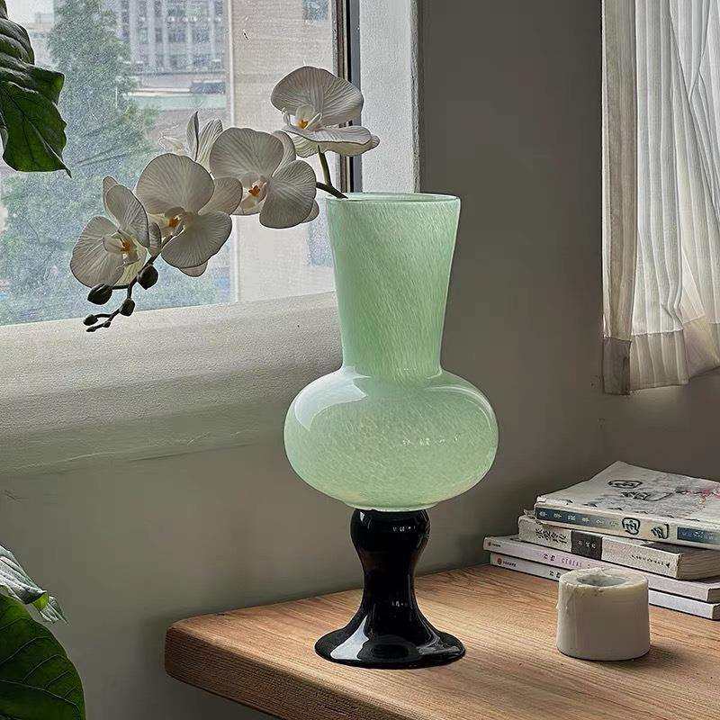 新中式高脚花瓶中古风琉璃软装摆件鲜花百合水养玻璃花器,淘宝优惠券,粉丝福利购,淘宝优惠卷