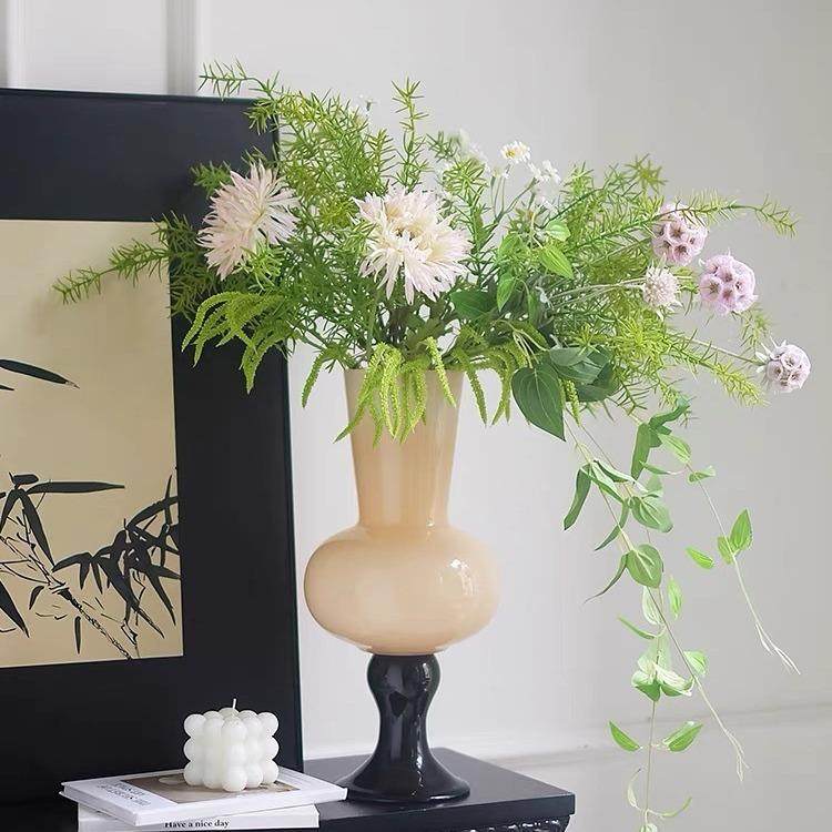 新中式高脚花瓶中古风琉璃软装摆件鲜花百合水养玻璃花器,淘宝优惠券,粉丝福利购,淘宝优惠卷