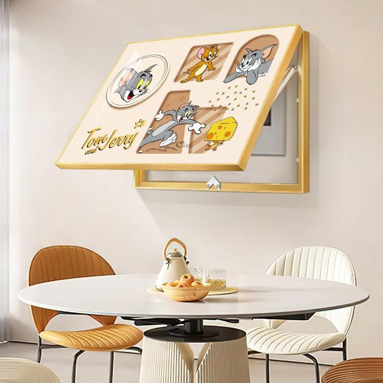 北欧风猫和老鼠电表箱装饰画奶油风多媒体遮挡电闸盒配电箱挂画 - 图2