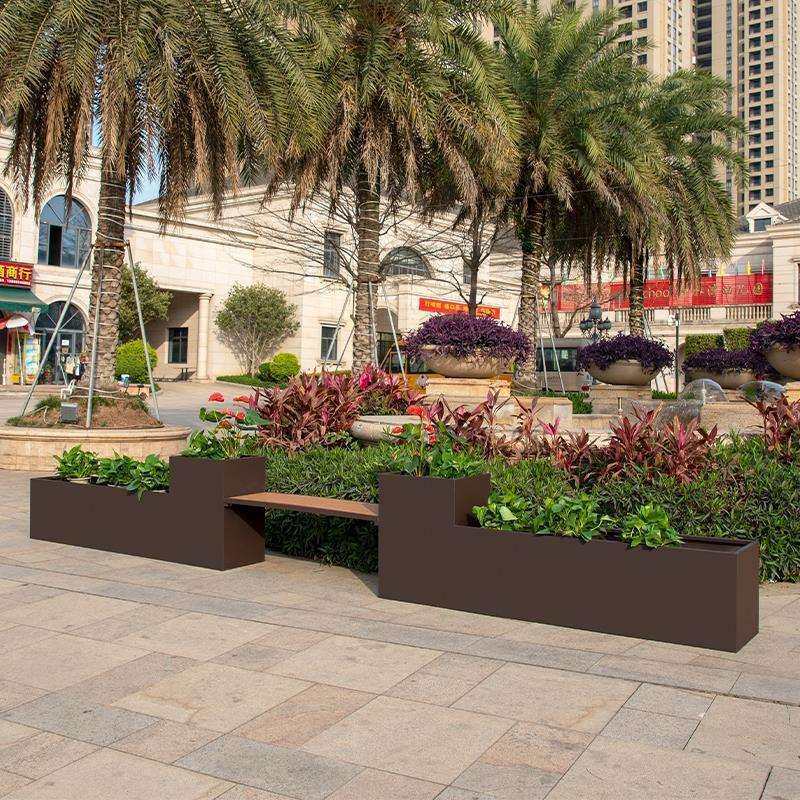 户外镀锌板坐凳花箱组合市政公园铁艺简约休息椅子花盆不锈钢花坛,淘宝优惠券,粉丝福利购,淘宝优惠卷