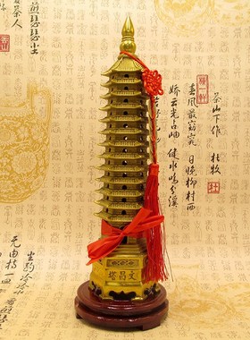纯铜9层十三层文昌塔摆件加粗八角塔高60cm铜塔家居书房装饰摆设