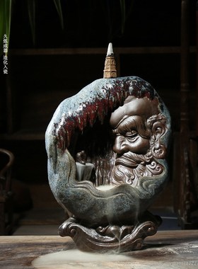 中式王顺一念善恶倒流香r炉 创意陶瓷如来禅意摆件家用檀香炉礼品