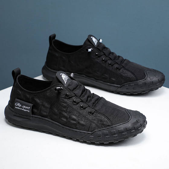Work shoes for men in summer, breathable, non-slip, slip-on slip-on slip-on shoes, durable labor protection sports shoes, lightweight cloth shoes